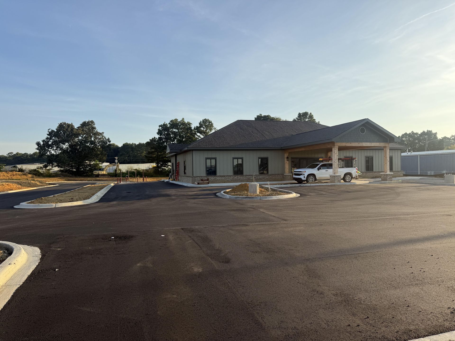 Good Samaritan health clinic in Cullman, Alabama — completed exterior with covered entry and newly paved parking lot